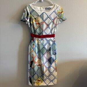 Preen by Thornton Bregazzi Geometric Trellis Bug Midi Dress Size Small